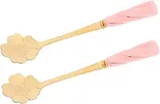 COMNESTBI 2pcs Stainless Steel Flower Spoons Elegant Tea Stirring Spoons for Coffee Desserts Tea Parties Cute Cherry Blossom Design Multifunctional Tableware