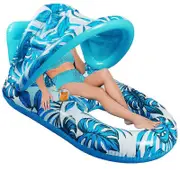 Float Canopy Recliner Chair for Swimming Pool with Adjustable Canopy