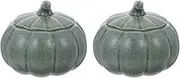 Canister, Kitchen Storage Jars,2 Pieces Ceramic Tea Jar Pumpkin Shaped containers Halloween Party Favors Holder Pumpkin Sugar jar Storage Jars Pumpkin (Color : Greenx2pcs)