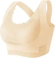 [Dress Cici] Wireless Push Up Bra, Longline Breasts Lift Bras, Seamless, Front Lace, Front Push Up Straps, Racerback, Reduce Side Boobs