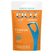 GO2 Dentagenie Tongue Cleaner. Earth Lovin' - made with recycled plastic. Travel pack. 4 Disposable Hygienic Scrapers