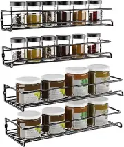 Spice Rack Organiser 4 Pack 2 Size Hanging Wall Metal Spice Holder Kitchen She