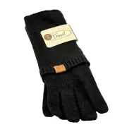 Fossil Black Knit Women's Gloves Two in One Winter Cozy Touch-screen NWT