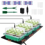 3-Pack Seed Starter Trays with Heat Mat, Seed Starter Kit with Grow Lights, 3...