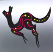 Kangaroo Aboriginal art Vinyl cut Car boat Sticker aussie made & design 110x90mm