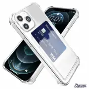 Clear Card Holder Slot Bumper TPU Case Cover For iPhone 14 15 Pro Max Plus