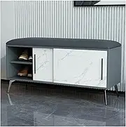 Upholstered Footstool Nordic Shoe Changing Stool Porch Sliding Door Shoe Cabinet Soft Bag Shoe Rack Sofa Stool Shoe Rack Footstool 100 * 35 * 48cm,White (Black)