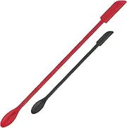 Mini Spatula Silicone Spatula Set - Cuttte 2pcs Small Makeup Scrapers for Cosmetics, Reusable Beauty Tiny Tools, Thin Jar Scraper, Get Last of Makeup Out, Black and Red