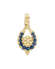 Temple St. Clair 18K Yellow Gold Fj Blue Moonstone & Diamond Flower Horseshoe Pendant