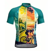 Men's Women's Cycling Jersey Short Sleeve Bike Jersey Top with 3 Rear Pockets UV Resistant Quick Dry Front Zipper Reflective Strips Green Sports Clothing Appar