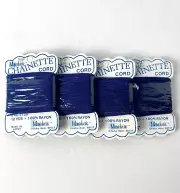 Mangelsen's Chainette Cord Lot Of 4 NAVY BLUE 12 Yards 100% Rayon Japan Made VTG