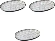 Set of 3, Bizen Shino Oval 11.0 Plates, 13.4 x 9.8 x 1.0 inches (34 x 25 x 2.5 cm) | Oval Pot (Extra Large) Setomonohonpo