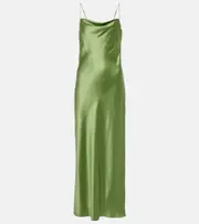 [Dorothee Schumacher] Dorothee Schumacher Shiny Statement silk charmeuse maxi dress AU 16 green