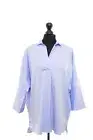 Caliban ¾ Sleeves Tunic Blouse 44 Blue Light Cutaway Collar Regular Stretch New
