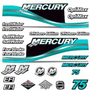 Mercury 75 Four 4 Stroke Decal Kit Outboard Engine Graphic Motor Stickers TEAL
