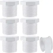 6 Pieces RV Hot Water Heater Drain Plug with Tape, 1/2 Inch NPT Drain Plug White Plastic Drain Plug, Compatible with RV Camper and Atwood Water Heater 11630 91857