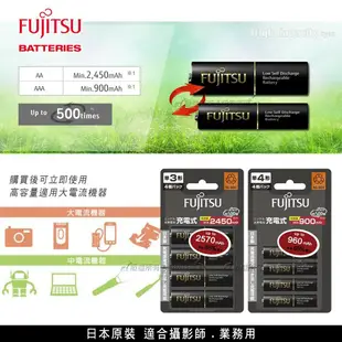 【FUJITSU 富士通】 低自放電3號2450mAh鎳氫充電電池 HR-3UTHC (3號16入)送電池盒