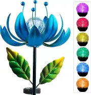 Solar Wind Spinner Multi-Color LED Glass Ball Kinetic Outdoor Yard Garden Decor