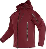 [MAGCOMSEN] Men's Hooded Winter Jacket 8 Pockets Water & Wind Resistant Softshell Tactical Jacket