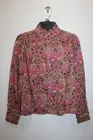 A LOVES A GIRLS BUTTON-FRONT TOP 100% COTTON MOCK NECK PAISLEY BURGUNDY MLT SZ L