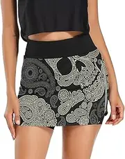 [ODAWA] Paisley Skull Owl Women's Skirts Quick Drying Inner Shorts Short Skirts