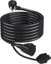 6FT Short Flat Plug Outdoor Extension Cord - Black Weatherproof Garden Low Profi