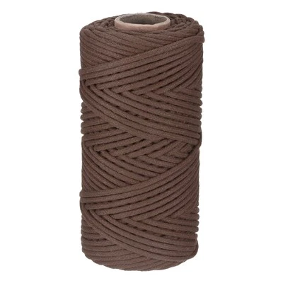 Macrame Cord 4mm x 109 Yard, Cotton Rope Twisted [for Plant Hangers]-Brown