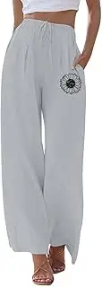 [Generic] Pants Summer Women Fashionable Casual High Waist Drawstring Wide Leg Pants Stretch Casual Pants for Women