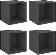 vidaXL 4X Wall Cabinets Home Organiser Decor Living Room Storage Hanging Wall-Mounted Floating Cabinet Furniture Shelf Grey Engineered Wood