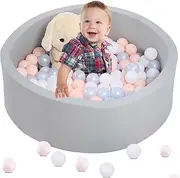 Foam Ball Pit for Baby Soft Round Play Pool Toddler Indoor/Outdoor Ball Pit Balls 90x30cm Baby Ball Pits for Toddlers, Easy Install, Excludes Balls