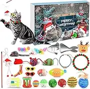 2024 Cat Advent Calendar, 2024 Christmas Countdown Calendar for Kitten Toys 24 PCS Cat Feather Teaser and Ball Bells 24 Days Xmas Countdown Gifts for Kitten for Cat Lovers