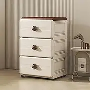 GUAWJRZDP Storage Cabinet, Plastic Drawer Chest, Drawer Chest, Drawers Organizer Storage, Drawer Chest with Wheels, Cute Handle Decoration, for Bedroom Living Room, Nursery(3 Drawers)