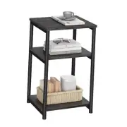 Side Table, Small End Table, Tall Nightstand for Misty Gray + Classic Black