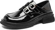 [Clarsunny] Women's Platform Loafers Chunky Heel Slide Slippers Soft Leather Business Shoes