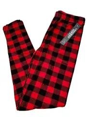 OS One Size Red Lumberjack Buffalo Leggings Fits Sizes 2-10 NWT