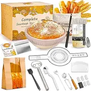 ViViKitch Complete Sourdough Starter Kit, Sourdough Bread Baking Supplies, 9'' Round Bread Proofing Basket, Sourdough Kit, Bread Making Tools Kit, Sour Dough Kit Gifts for Bakers Wives Moms & Friends