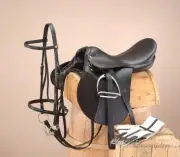 17 Inch All Purpose Draft Horse English Saddle Pkg BLACK (Extra Wide) 9" Gullet