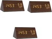 HOLIDYOYO 3pcs Led Wooden Bedside Clock Alarm Digital Humidity Temperature Indicator for Heavy Sleepers /