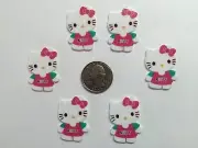 6 Pcs Lot Hello Kitty Flatback Resin Cabochon Hair Bow Center Supplies.