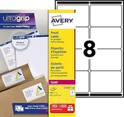 Avery L7165 Self Adhesive Parcel Shipping Labels, Laser Printers, 8 Labels Per A4 Sheet, 800 Labels, UltraGrip, White