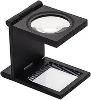 10X 28MM Mini Three-Folding Magnifier Zinc Alloy Magnifier Magnifying Glass with Scale for Textile Optical Jewelry Sewing Thread Collection Repair