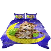 Cute Fantasy Cats Art Violinist Tabby Kitten Coverlet