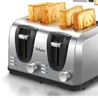Versatile 4 Slice Toaster: Extra Wide Slots, 7 Shade Settings, and Smiley Plates
