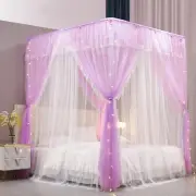 4 Corners Post Ruffle Princess Bed Canopy Curtain-Double Layer Cozy Drape Netti