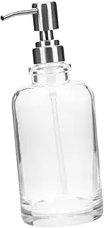 HEALEEP Clear Soap Dispenser with Labels Pump Bottle for Hand Soap Lotion Shampoo Dish Soap Stylish Bathroom Kitchen Storage Compatible with Any Decor