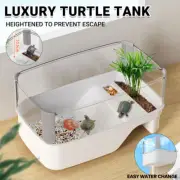 Reptile Vivarium Box for Turtle Tortoise Feeding Box with Basking Platform Tank