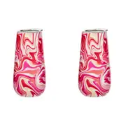 2x Porta Summer Swirl Double Walled 180ml Stainless Steel Champagne Tumbler Pink