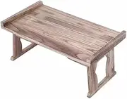 Foldable Bamboo Coffee Table, Tea Table, Folding Bed Laptop Desk, Japanese Style Bed Serving Tray Table Vintage Meditation Table Floor Altar Low Table
