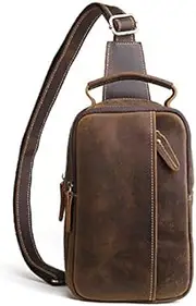 [TRICIA] Canvas Messenger bag for Men, Small Sling Crossbody Backpack Shoulder Bag for Men, Coffee