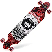 Sports Longboard Skateboard, ABEC-11 Chrome Steel Bearing 41 inches 7-Layer A-Level Maple Spider Pattern Four-Wheel Skateboard Suitable for Adult Men Women